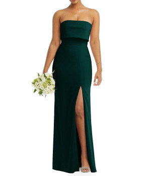 Size 6 Evergreen Dessy Collection 3115 Strapless Crepe with Overlay